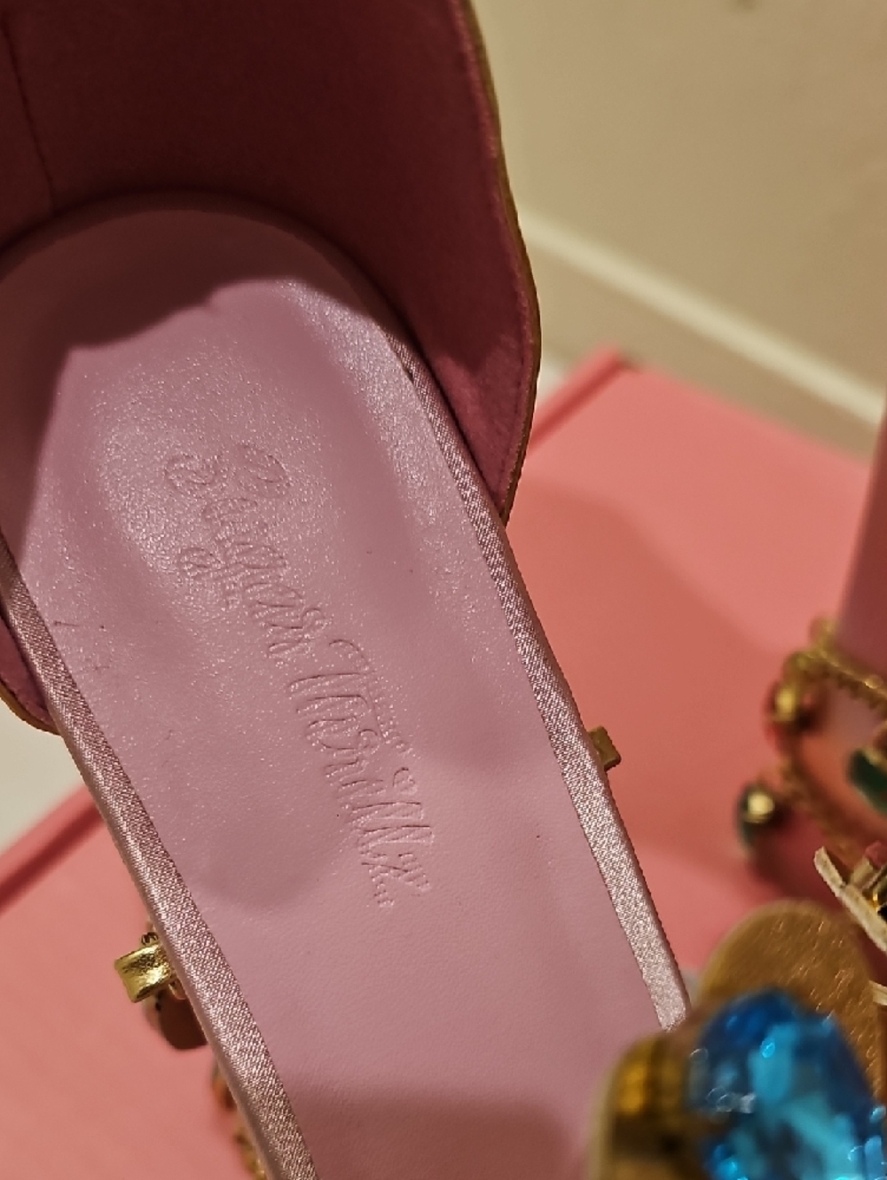 Sugar Thrillz Pink and Gold Jeweled Platform Heels - Picture 2 of 6